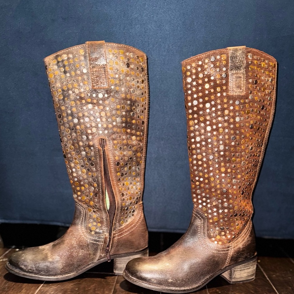 Diba True Brown Studded Leather Boots